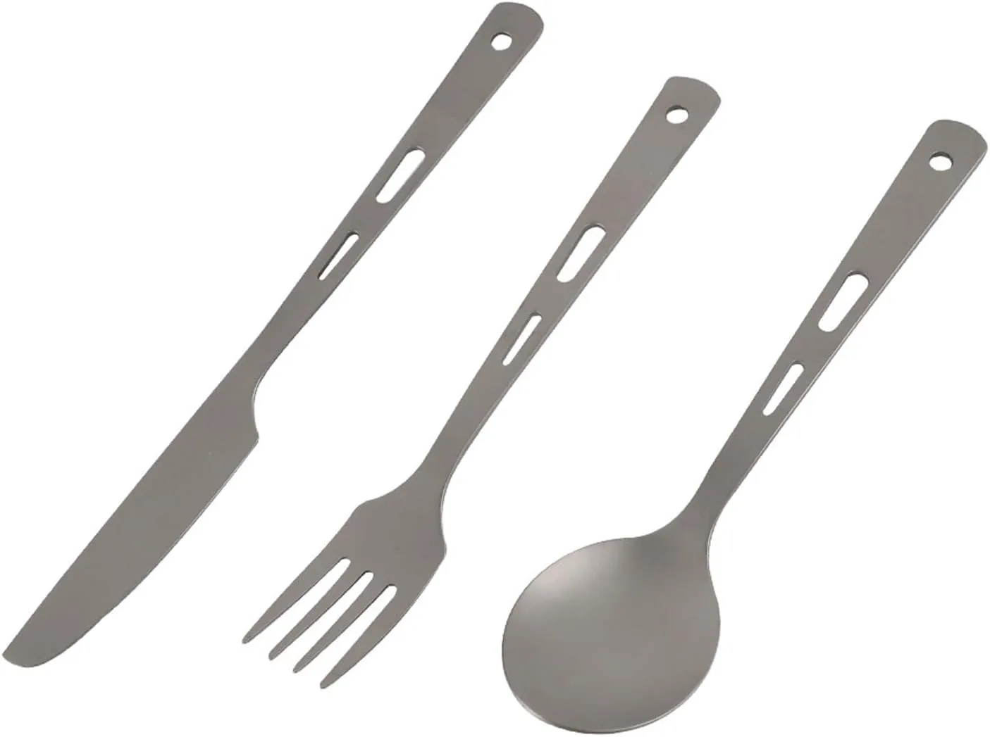 Titanium Camping Utensils Set Lightweight Spoon Fork Knife for Hiking Backpacking Compact Outdoor Travel Flatware Durable 3-Piece Survival Cutlery Kit (Spoon Fork Knife)