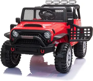 TOBBI 12V Kids Ride On Car, Extra Large Electric Vehicles Jeep Car for Kids with Remote Control, Music, MP3 Player, Lighting, Red