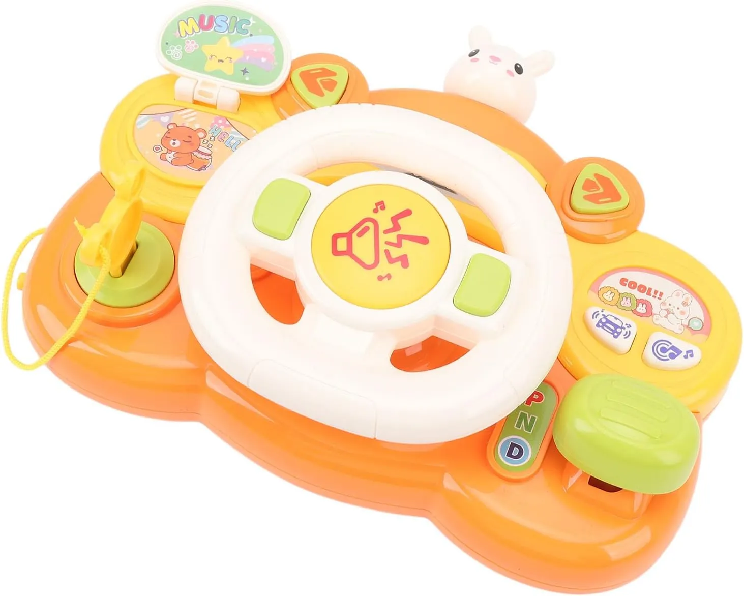 Toddler Driving Toys, Simulated Education, Musical Steering Wheel Toys, Sound Light for Boys and Girls (Bunny)