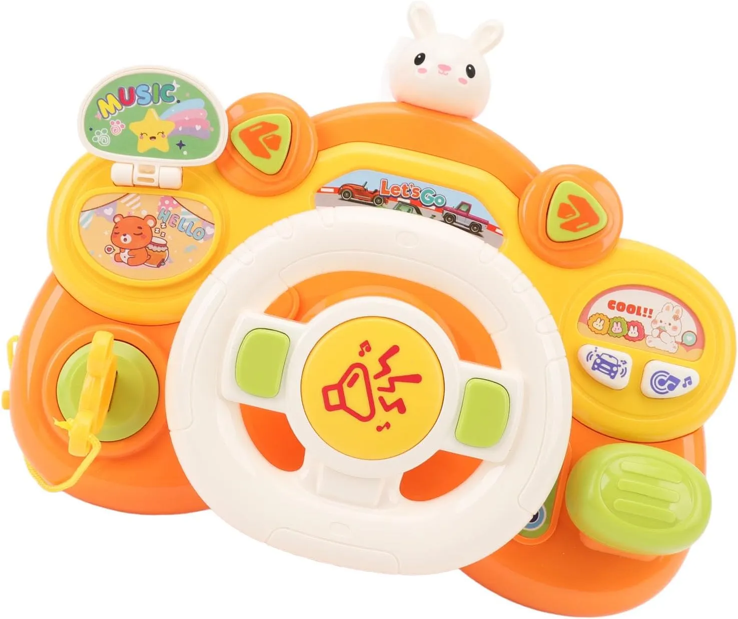 Toddler Driving Toys, Simulated Education, Musical Steering Wheel Toys, Sound Light for Boys and Girls (Bunny)