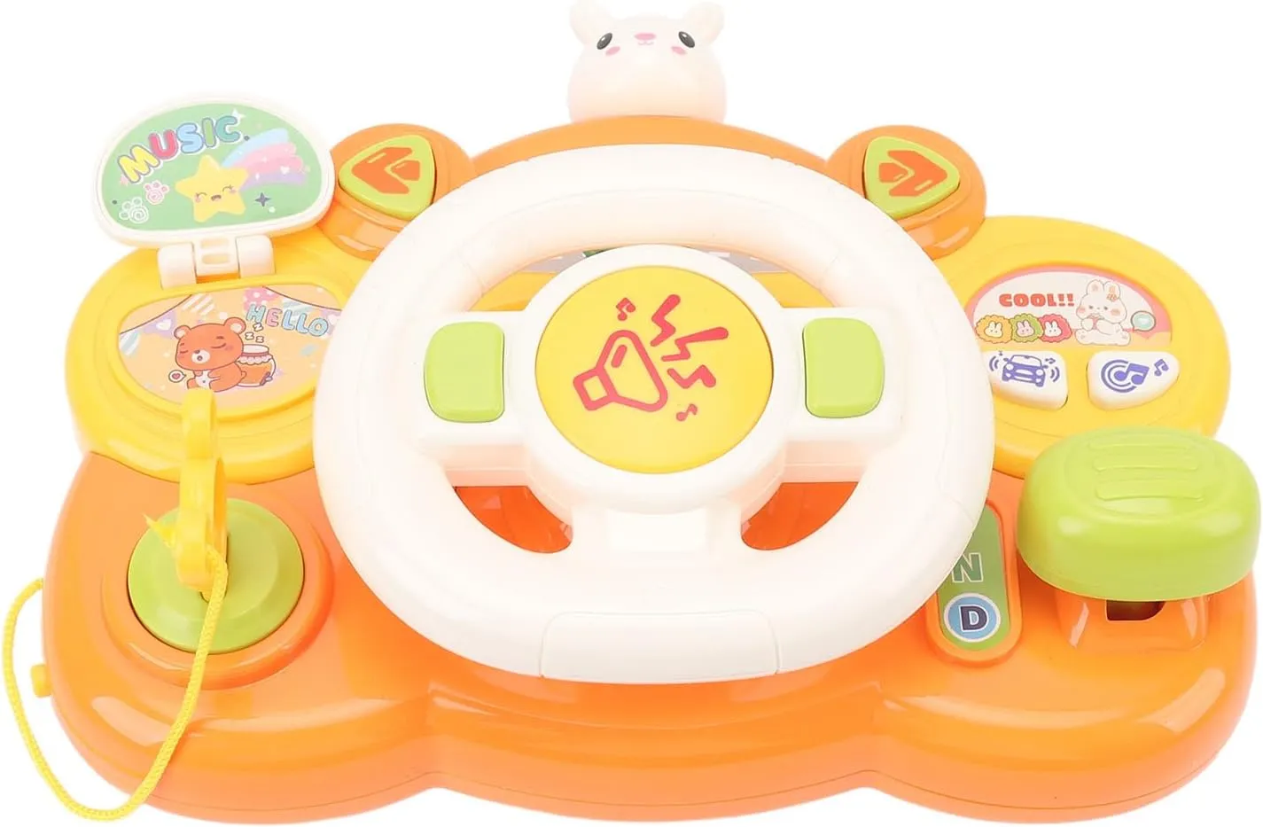 Toddler Driving Toys, Simulated Education, Musical Steering Wheel Toys, Sound Light for Boys and Girls (Bunny)