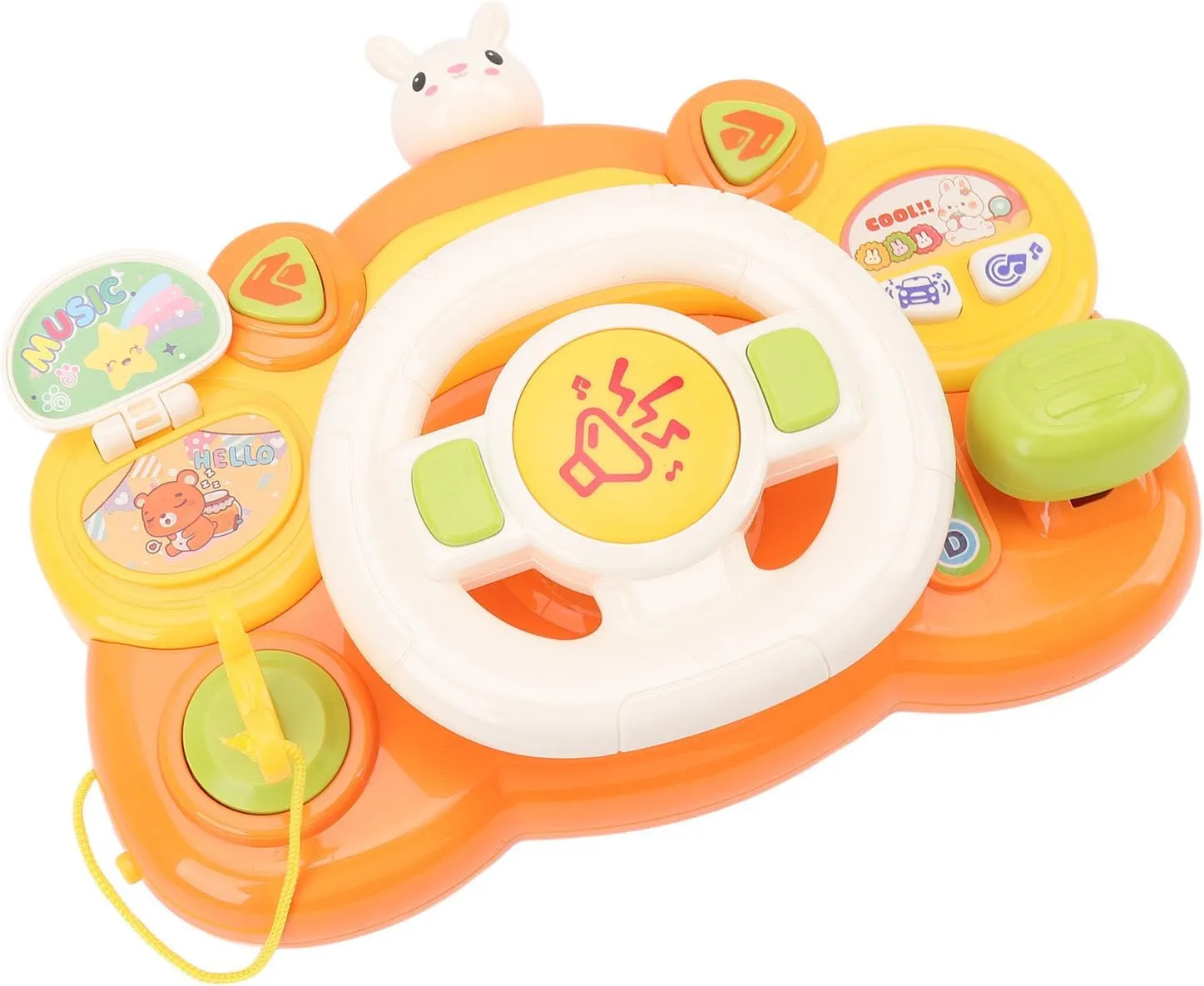 Toddler Driving Toys, Simulated Education, Musical Steering Wheel Toys, Sound Light for Boys and Girls (Bunny)