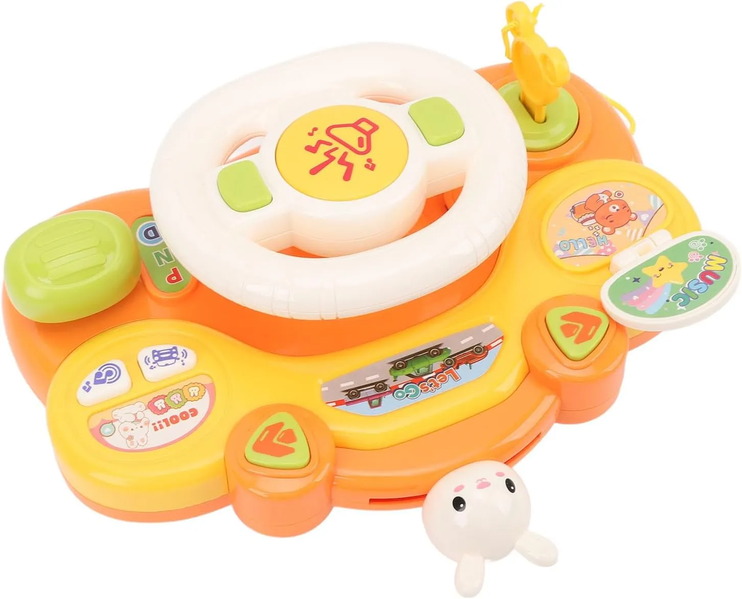 Toddler Driving Toys, Simulated Education, Musical Steering Wheel Toys, Sound Light for Boys and Girls (Bunny)