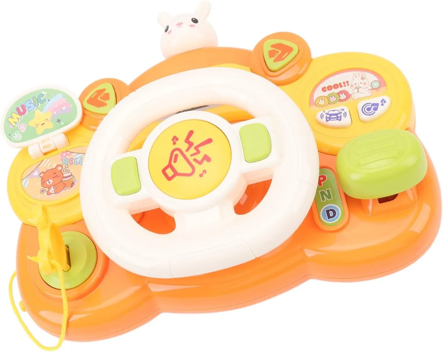 Toddler Driving Toys, Simulated Education, Musical Steering Wheel Toys, Sound Light for Boys and Girls (Bunny)
