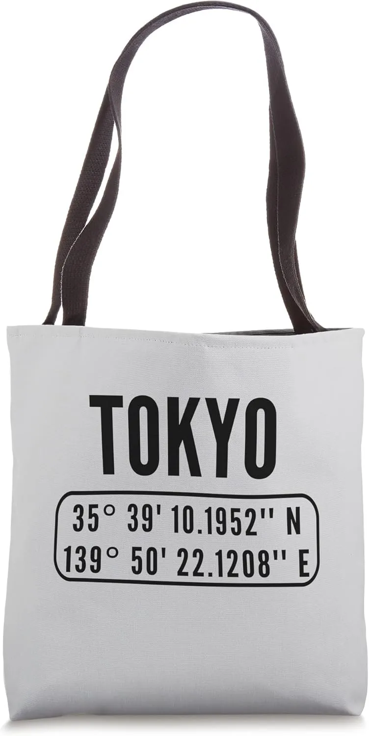Tokyo Japan with Latitude and Longitude Tote Bag