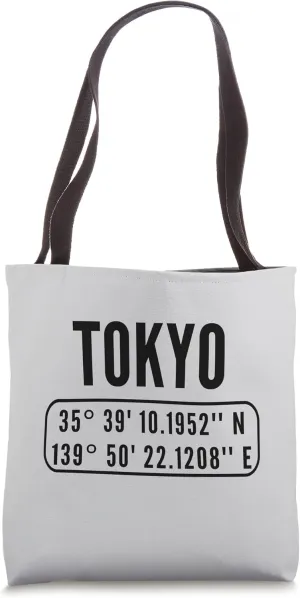 Tokyo Japan with Latitude and Longitude Tote Bag