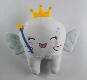 Tooth Fairy Pillow, Toothfairy Plush Doll with Wings Crown and Embroidered Pocket, 8 Inches Toothfairy Pillow Gift for Kids