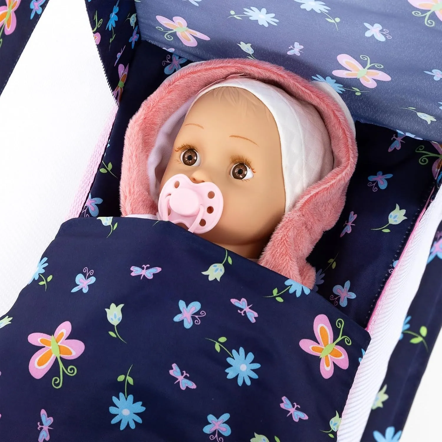 Toy Baby Crib for Dolls, Travel-Friendly Doll Bed for Baby Dolls, Baby Doll Crib for 18-Inch Dolls, Foldable Doll Bed with Carry Bag for 3  Years Girls, Easy Assembly Realistic Baby Doll Bed KP0400I
