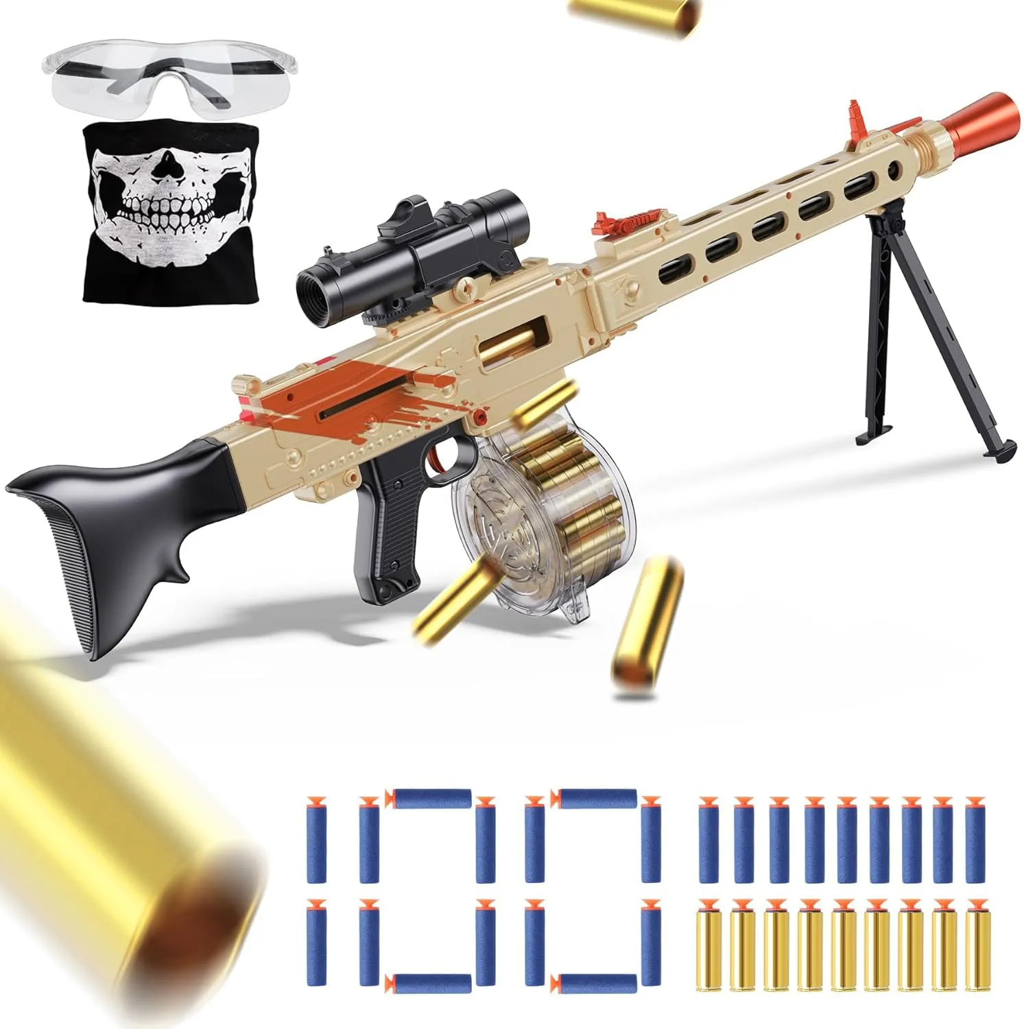 Toy Gun Automatic Sniper for Soft Bullets -2 Modes Burst Electric Toy Foam Blaster with 100 Darts, Large Magazines, Toys for 15  Year Old Teens Adults, Birthday Chritmas Gift
