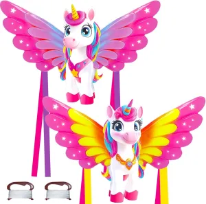 TOY Life Giant 48.4'' Unicorn Kites Easy to Fly for Kids Adults with 328.1 FT String, Beach Kite Outdoor Game Outside Toys Activity, Unicorn Toys for Girls, Gift for Girls Ages 4-8