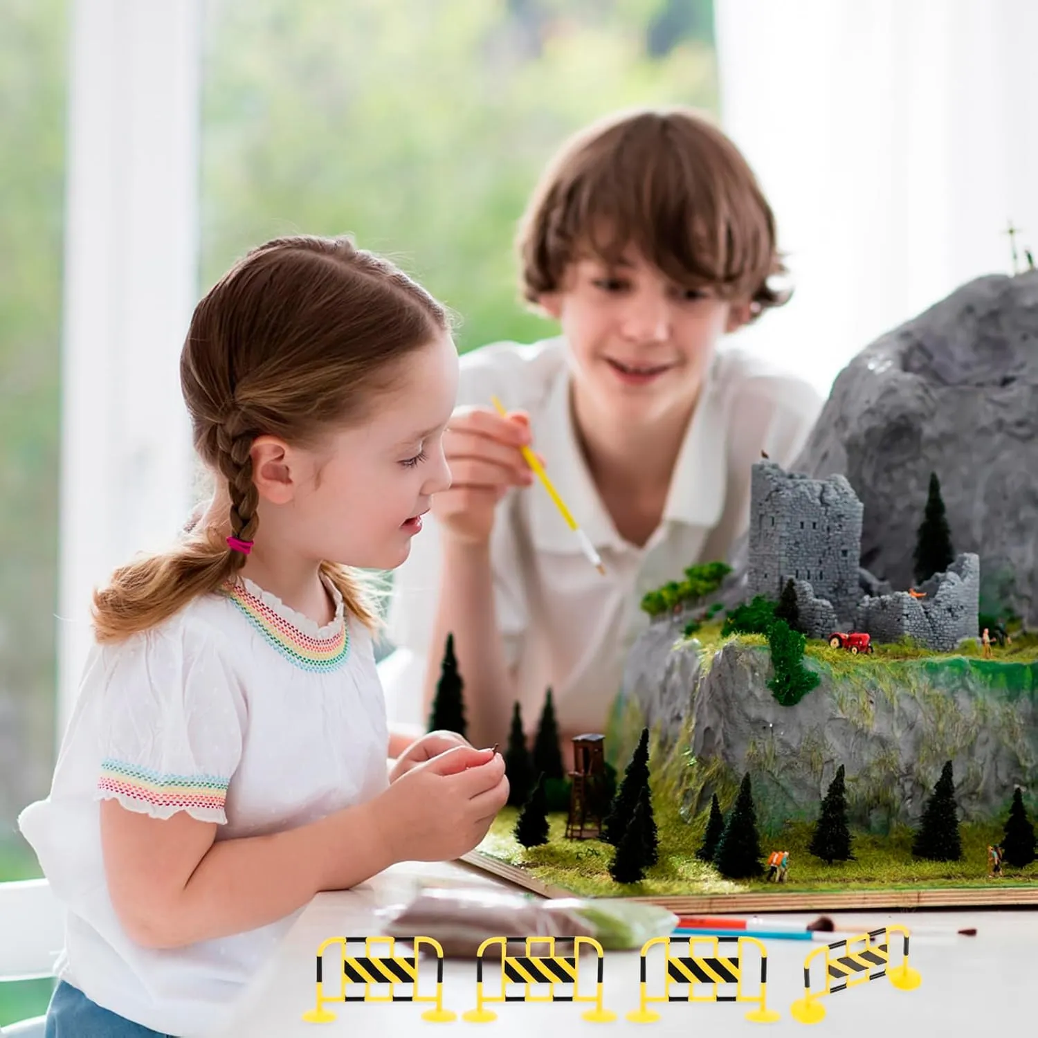 TOYANDONA 72 Pcs Mini Traffic Road Signs & Barricades Set - Educational, Language Skills & Social Studies - Traffic Safety Theme - Unisex - Ages Infant