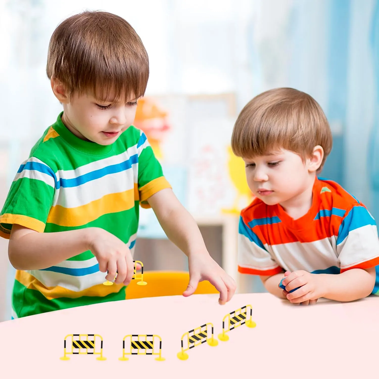 TOYANDONA 72 Pcs Mini Traffic Road Signs & Barricades Set - Educational, Language Skills & Social Studies - Traffic Safety Theme - Unisex - Ages Infant