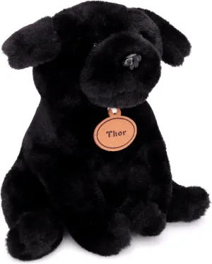 Toyland® 25cm (10") Thor The Black Labrador Soft Toy - Sitting Down Plush Dog - Suitable from Birth