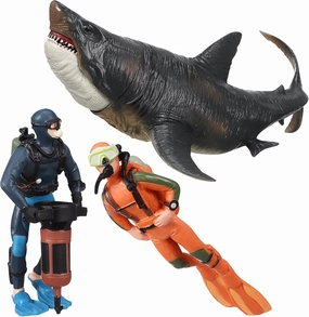 Toyvian Diver with Hose Toy Squid Fish Tank Action Figure Divers: 2PCS Scale Model Sea Animals Scuba Diver Toy Swimmers Diver Figures (as Shown 2 (Diver/Piling Diver/Shark))