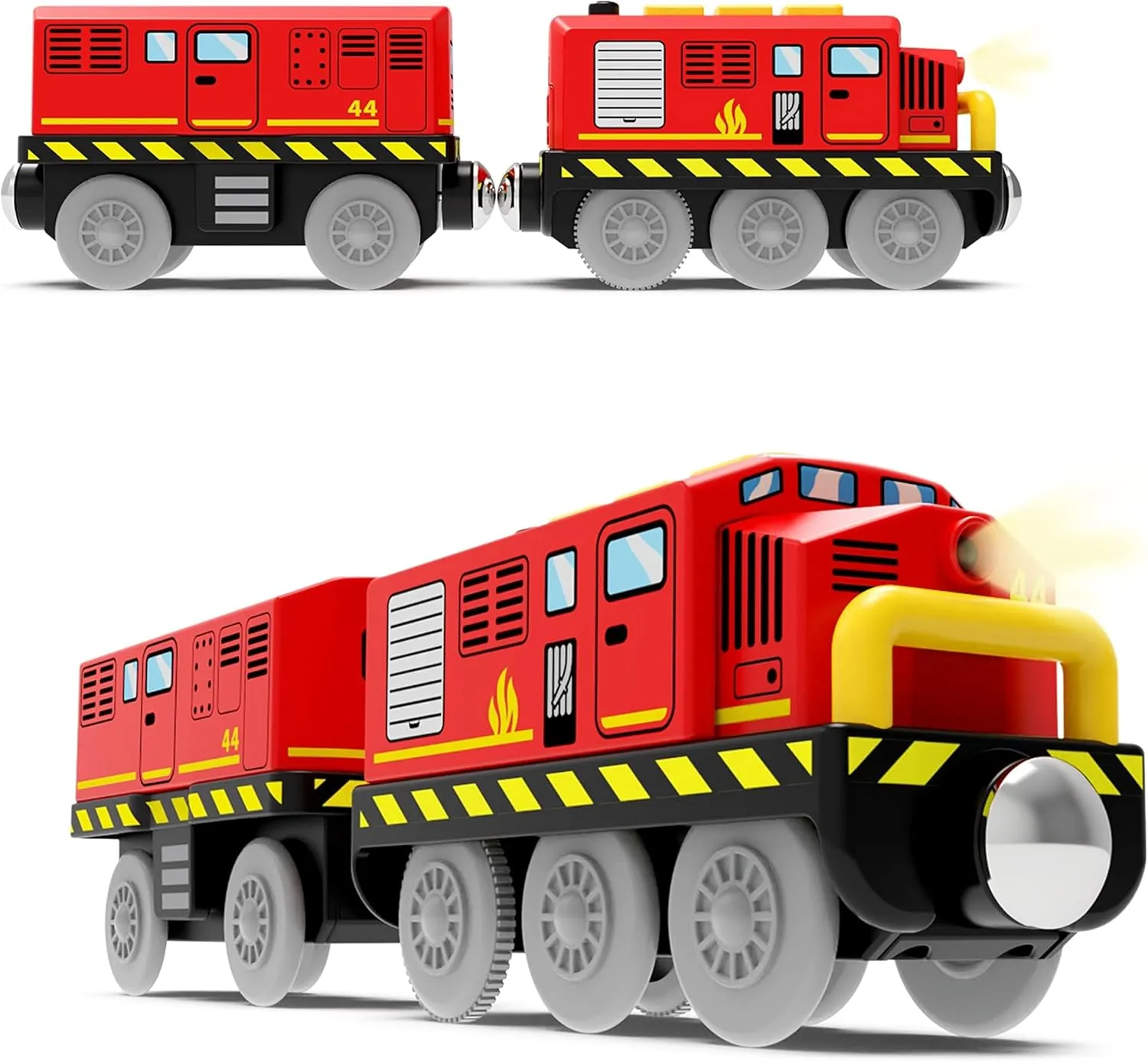 Train Toys Battery Operated Locomotive Train for Wooden Track, Motorized Train for Toddlers with Magnetic Connection, Compatible with Thomas, Brio, Chuggington, Melissa and Doug