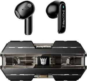 Transformers TF-T01 True Wireless Earbuds Wireless Bluetooth 5.4 Ear Buds Deep Bass Sound Earbud with Smart Noise Cancelling Mic IPX5 Waterproof in Ear Earphones for Android iOS Black Shockwave
