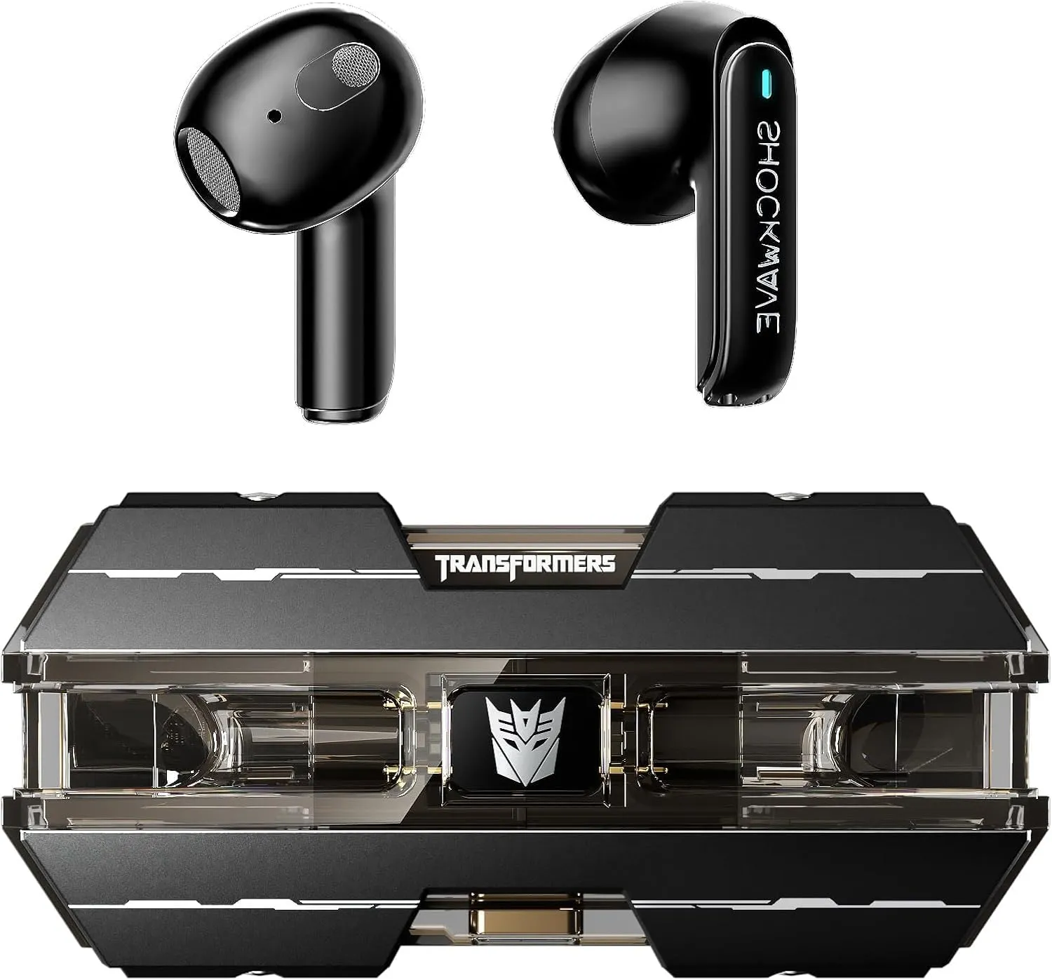 Transformers TF-T01 True Wireless Earbuds Wireless Bluetooth 5.4 Ear Buds Deep Bass Sound Earbud with Smart Noise Cancelling Mic IPX5 Waterproof in Ear Earphones for Android iOS Black Shockwave