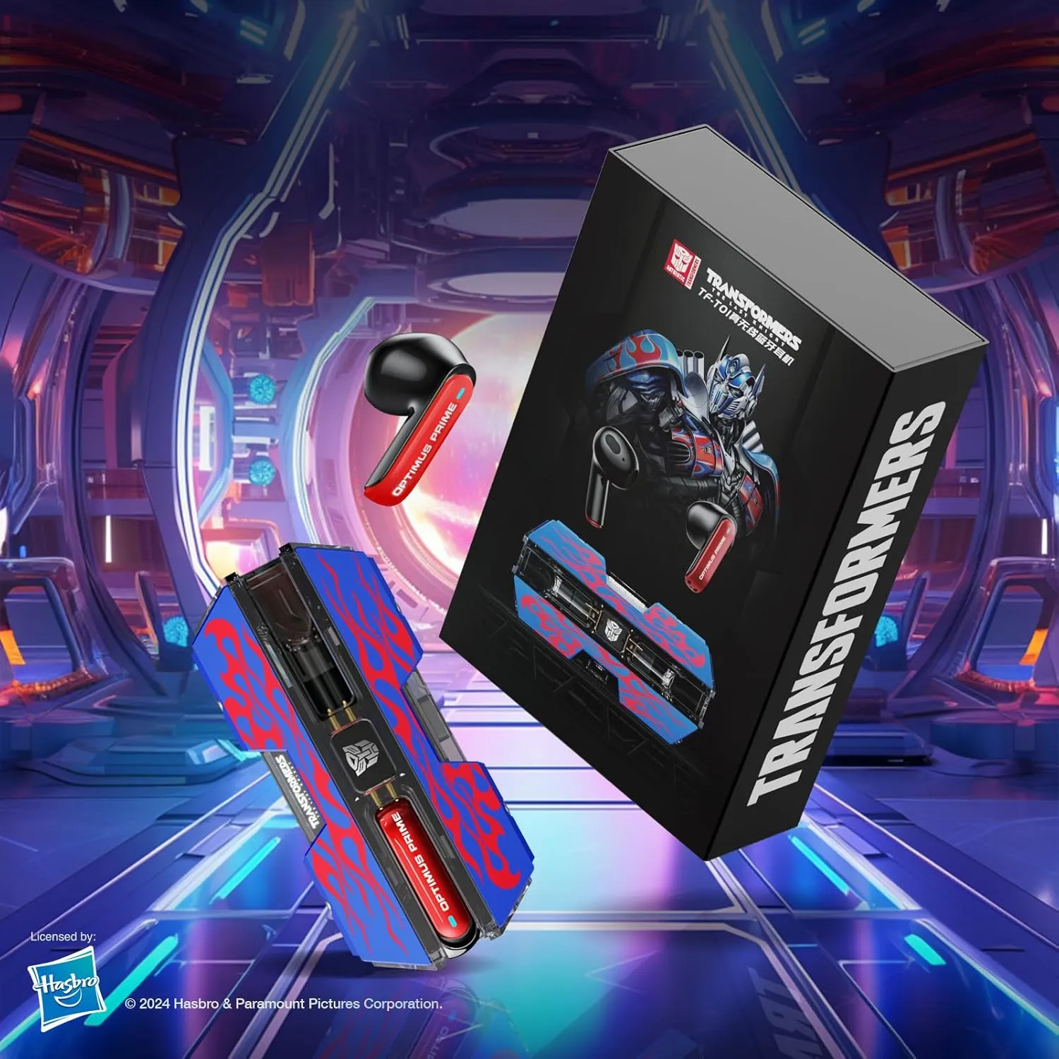 Transformers TF-T01 True Wireless Earbuds Wireless Bluetooth 5.4 Ear Buds Deep Bass Sound Earbud with Smart Noise Cancelling Mic IPX5 Waterproof in Ear Earphones for Android iOS Blue Optimus Prime