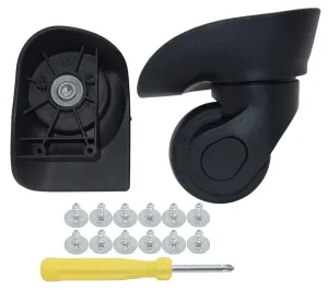 Travel Suitcase Carry On Luggage Spinner Wheels Replacement Left and Right Caster with Screws and Tool 2Pcs Black