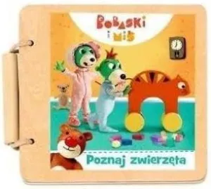 Trefl - Meet Animals, Wooden Toys, Bobaski and Teddy Bear - Wooden Book, Colorful Pages, Safe Cord, Eco-Friendly Natural Wood Toy for Years