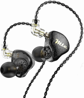 TRN MTE 10mm Dynamic Driver Earbuds,TRN in Ear Headphones HiFi Stereo Sound Earphones with Detachable 2Pin Cable for Musician Drummer(Black,Without Mic)