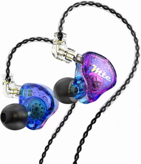 TRN MTE in Ear Monitor Earbuds 10mm Dynamic Driver Headphones Earphones Wired in Ear Buds 3.5MM Jack with Removable 2Pin Cable for Singers Band Audiophile(Purple,Without Mic)