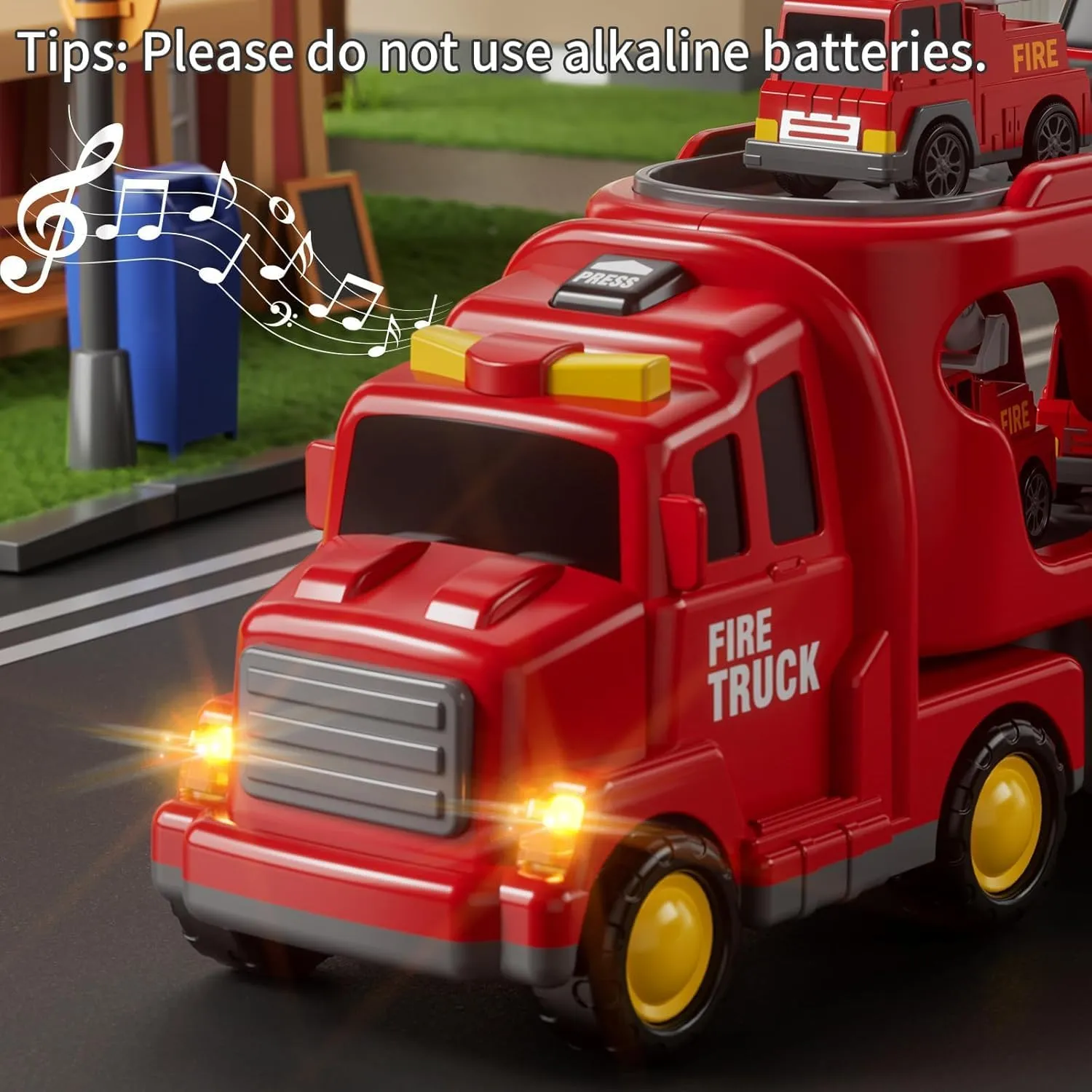 Truck Toys for 3 4 5 6 Years Old Boys, Toddler Car Toys for Toddler Boys Ages 3-5, Fire Toys Car Carrier Vehicle Toy Set, Kids Toys Truck Set for Age 3-9