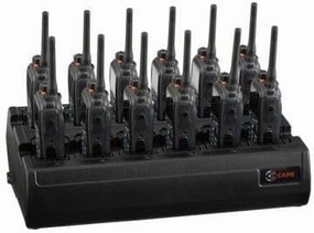 Twelve Bay Rapid Desk Charger for Kenwood TK-2000K Rechargeable Two Way Radio (Built-in Power Supply)