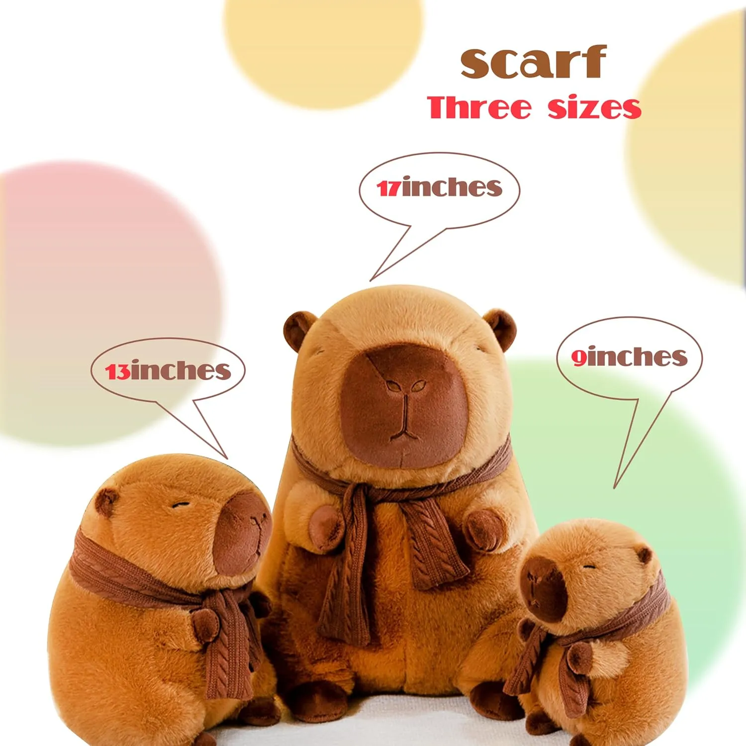TXDRRA Capybara Plush Toy,Cute Capybara Stuffed Animal,Soft Brown Capybara Plushie,Gifts for Boys and Girls (Scarf Capybara, 17 inches)