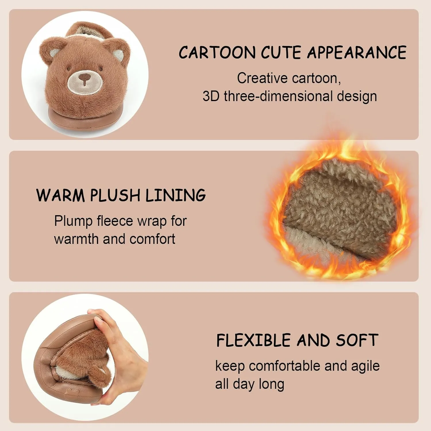TXJ Sports Toddler Slippers Plush Warm House Slippers Anti-Skid House Shoes Indoor Outdoor for Boys Girls Kids
