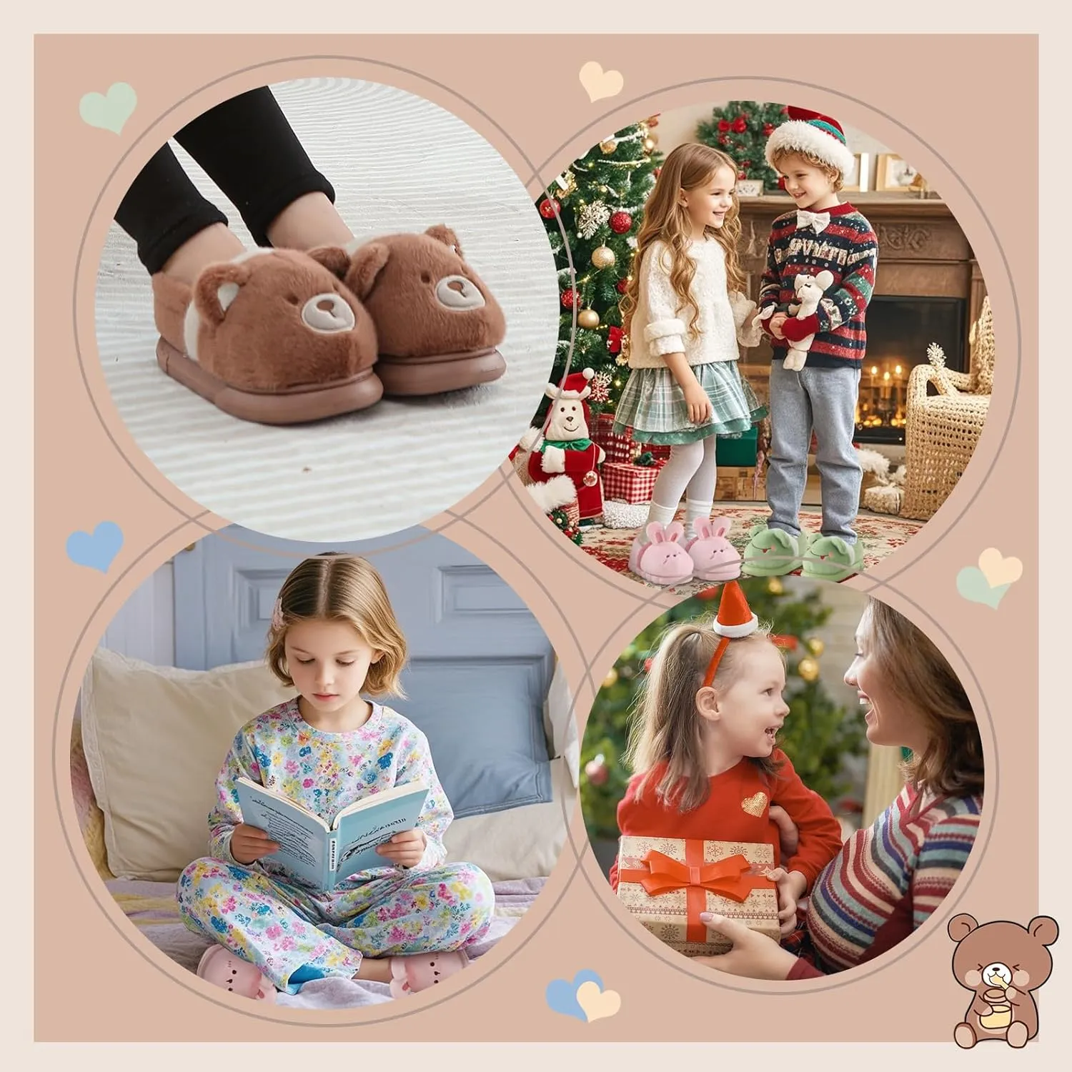 TXJ Sports Toddler Slippers Plush Warm House Slippers Anti-Skid House Shoes Indoor Outdoor for Boys Girls Kids