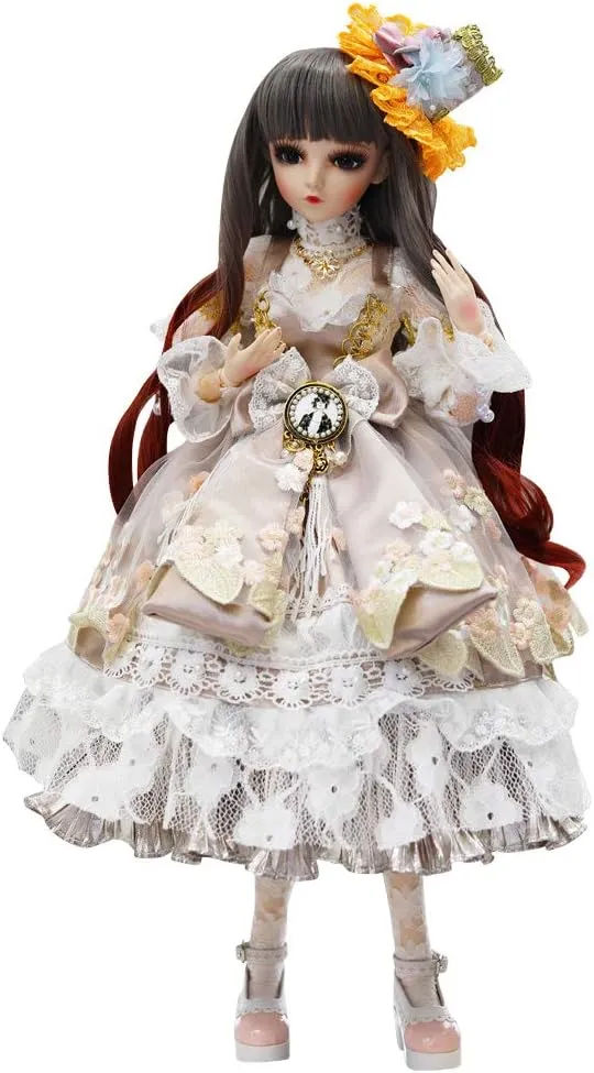 UCanaan BJD Doll, 1/3 SD Dolls 24 Inch 18 Ball Jointed Doll DIY Toys with Clothes Outfit Shoes Wig Hair Makeup, Best Gift for Girls (Elera)