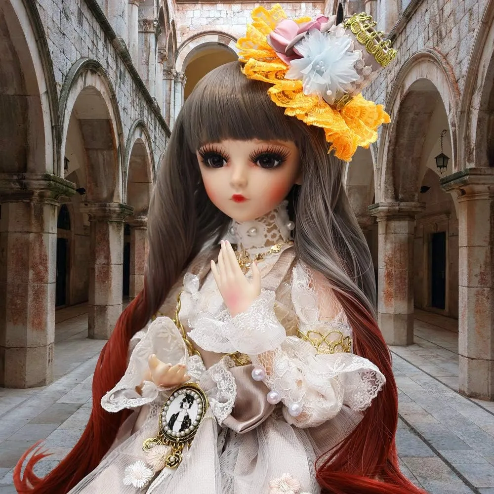 UCanaan BJD Doll, 1/3 SD Dolls 24 Inch 18 Ball Jointed Doll DIY Toys with Clothes Outfit Shoes Wig Hair Makeup, Best Gift for Girls (Elera)