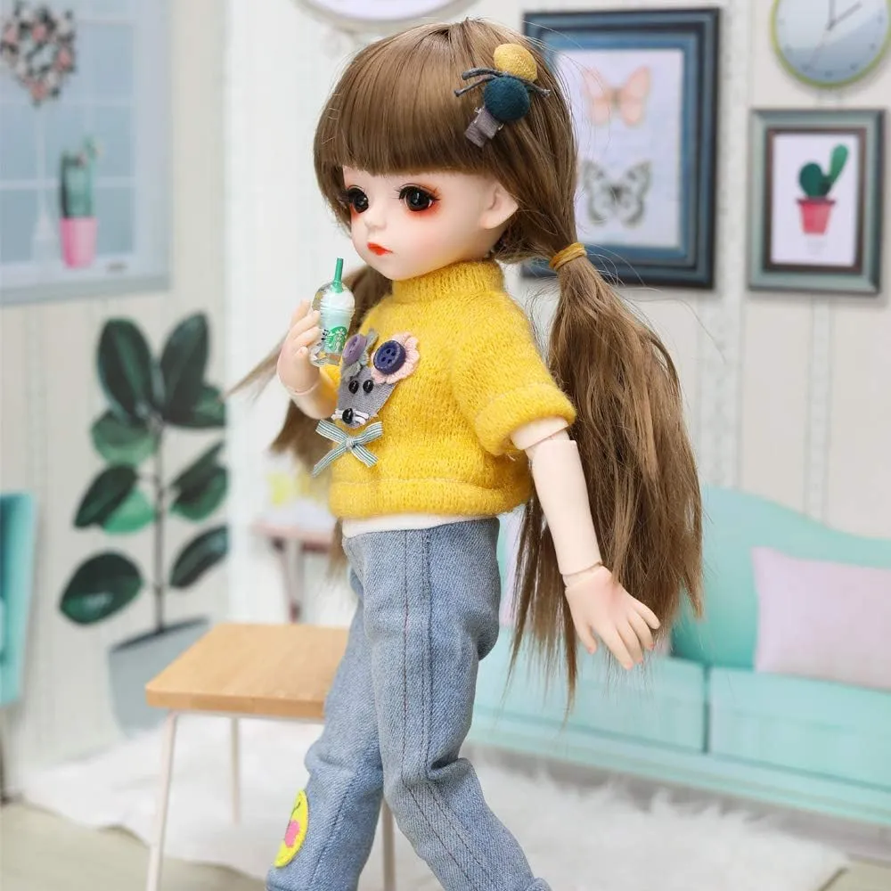 UCanaan BJD Doll 1/6 SD Dolls 12 Inch 18 Ball Jointed Doll DIY Toys with Full Set Clothes Shoes Wig Makeup, Best Gitfs for Girls Christmas Birthday (A-Jia Jia)