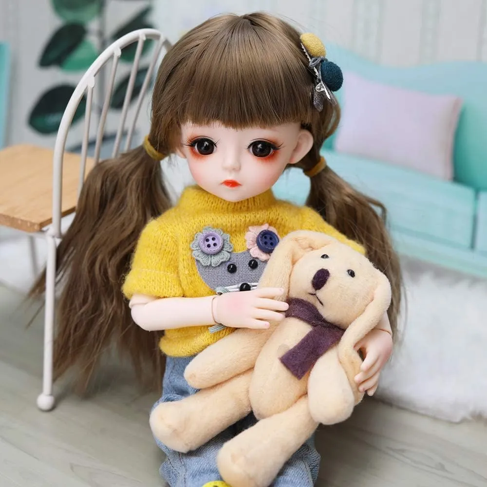 UCanaan BJD Doll 1/6 SD Dolls 12 Inch 18 Ball Jointed Doll DIY Toys with Full Set Clothes Shoes Wig Makeup, Best Gitfs for Girls Christmas Birthday (A-Jia Jia)