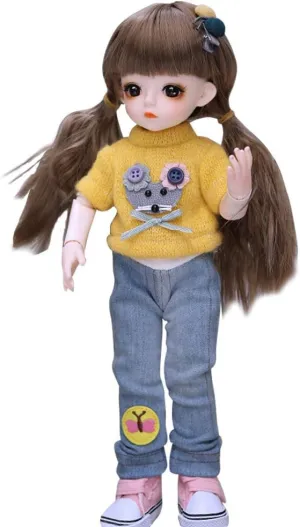 UCanaan BJD Doll 1/6 SD Dolls 12 Inch 18 Ball Jointed Doll DIY Toys with Full Set Clothes Shoes Wig Makeup, Best Gitfs for Girls Christmas Birthday (A-Jia Jia)