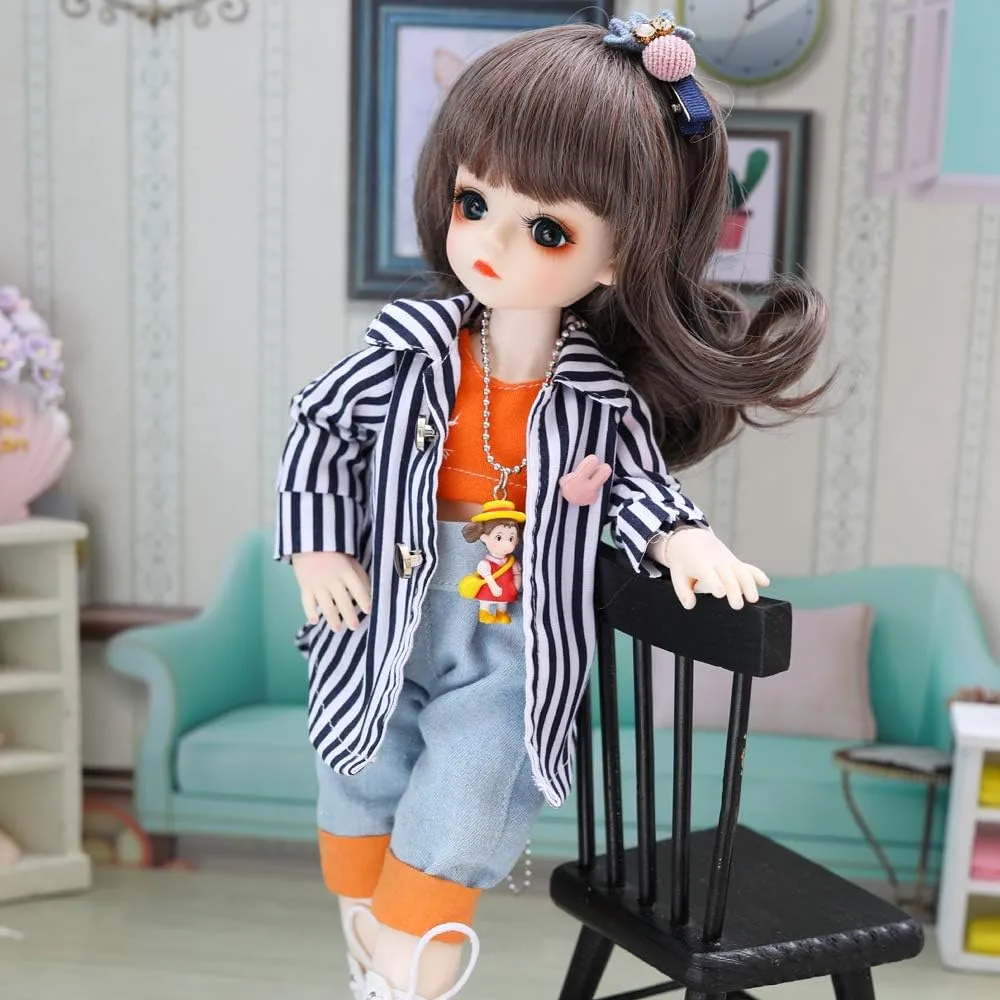 UCanaan BJD Doll 1/6 SD Dolls 12 Inch 18 Ball Jointed Doll DIY Toys with Full Set Clothes Shoes Wig Makeup, Best Gitfs for Girls Christmas Birthday (B-Jing Ning)
