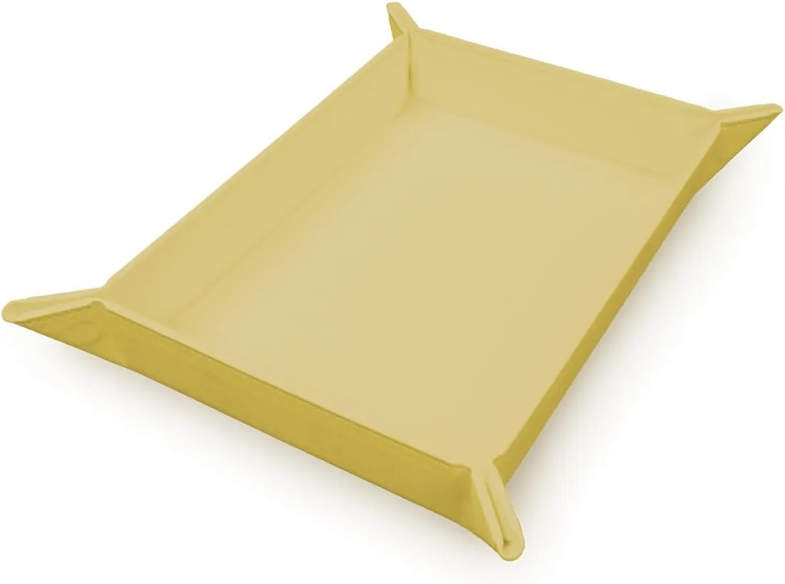 Ultra PRO - Vivid Magnetic Folding Dice Tray, Portable Compact Tabletop RPG Gaming Tool Accessory Durable Leatherette Foldable Dice Holder Mat - Yellow