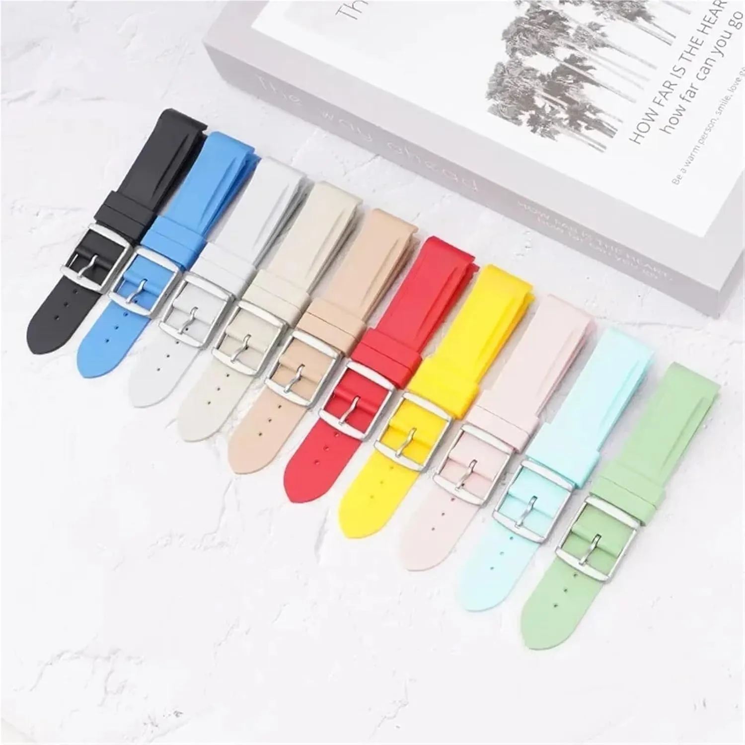Unisex Resin Watch Strap Fashion Quick Release Replacement Band 20mm Stainless Steel Buckle