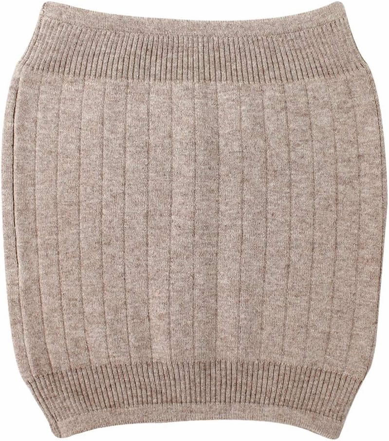 Unisex Warm Soft Cashmere Waist Warmer Wool Warming Belt Elastic Lower Waist Support (A-Camel Plush Lining)