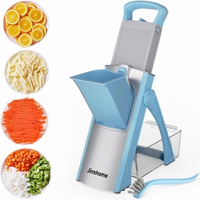Upgraded version Mandoline Slicer for Kitchen &Safe Vegetable Chopper 5 in 1 & Adjustable mandoline slicer.Detachable Blade,Can cut slicing,strips,shredding and dicing Kitchen Veggie chopper