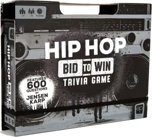 USAOPOLY Hip Hop Bid to Win Trivia Game | Music Board Game Featuring 600 Questions with a Hip Hop Trivia Theme | Custom Game Box Converts from Boom Box into Gameboard | Collectible Board Game