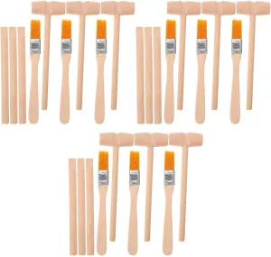 Vaguelly 9 Sets Dinosaur Dig Tools Including Wooden Digging Hammer and Chisel Brush for Gems Archaeological Excavation Tool Kit Pretend Play Kids Science Kit
