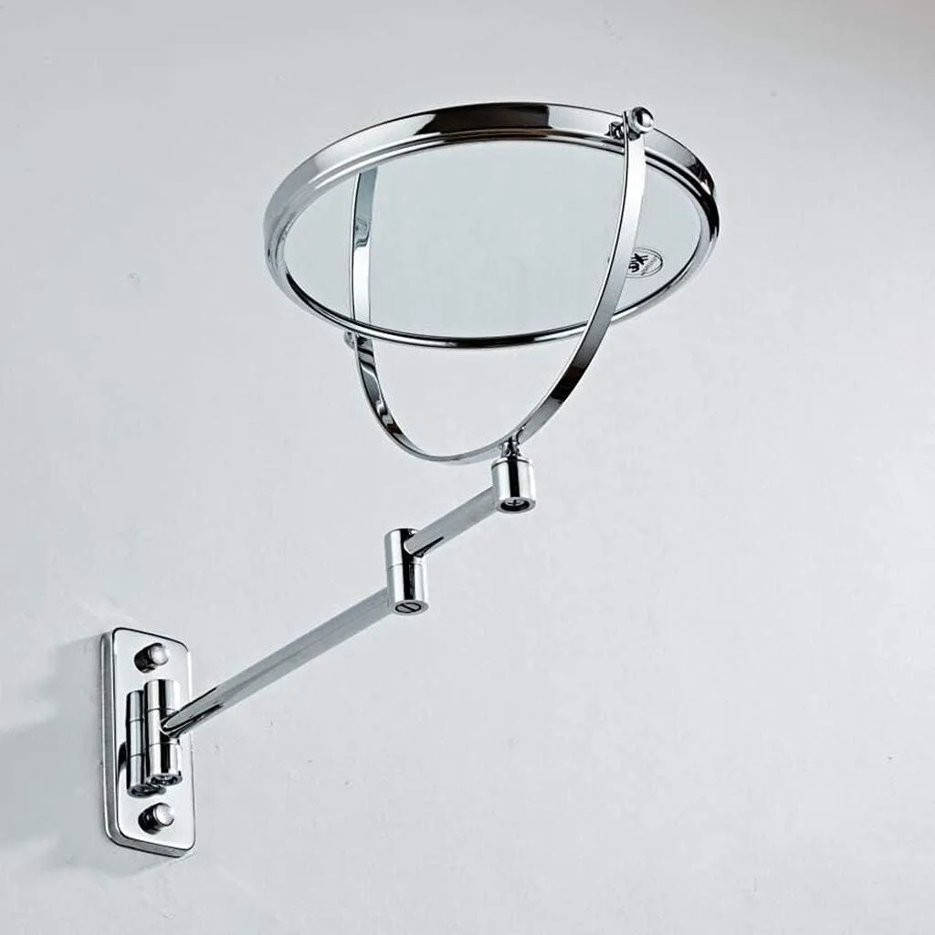 Vanity Mirror Makeup Mirror Wall Mount, Bathroom Mirror 8inch Cosmetic Mirror 360 Rotating Double Sided Extendable Shaving in Bedroom,Black_3X(Silver,5X)