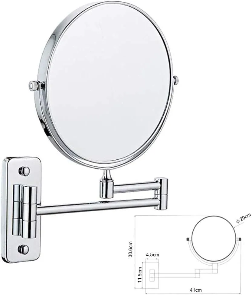 Vanity Mirror Makeup Mirror Wall Mount, Bathroom Mirror 8inch Cosmetic Mirror 360 Rotating Double Sided Extendable Shaving in Bedroom,Black_3X(Silver,5X)
