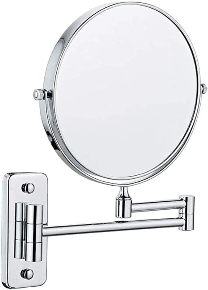 Vanity Mirror Makeup Mirror Wall Mount, Bathroom Mirror 8inch Cosmetic Mirror 360 Rotating Double Sided Extendable Shaving in Bedroom,Black_3X(Silver,5X)