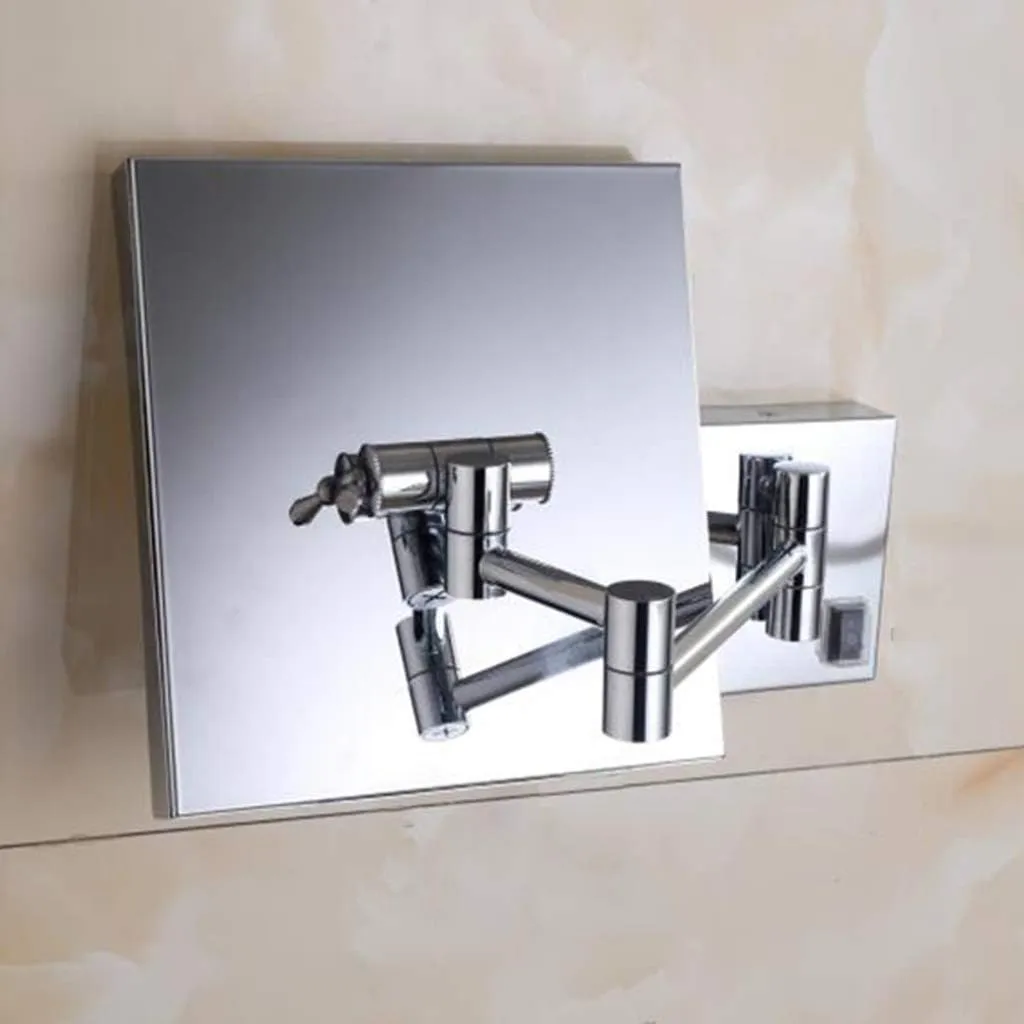 Vanity Mirror Makeup Mirror with Lights, Cosmetic Mirror 3X Magnification Bathroom Mirror Square Shaving in Bedroom Powered by Plug,Gold_8inch
