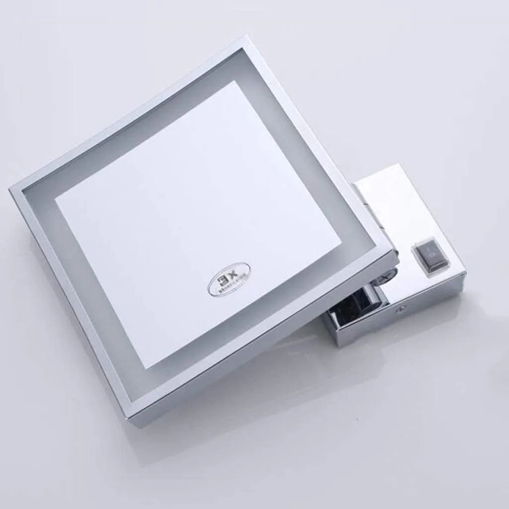 Vanity Mirror Makeup Mirror with Lights, Cosmetic Mirror 3X Magnification Bathroom Mirror Square Shaving in Bedroom Powered by Plug,Gold_8inch