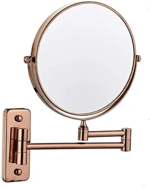 Vanity Mirror Wall Mount, Bathroom Mirror 8inch Round 360 Rotating Makeup Mirror Double Sided Cosmetic Mirror Shaving in Bedroom,Rose Gold_5X(Rose Gold,5X)
