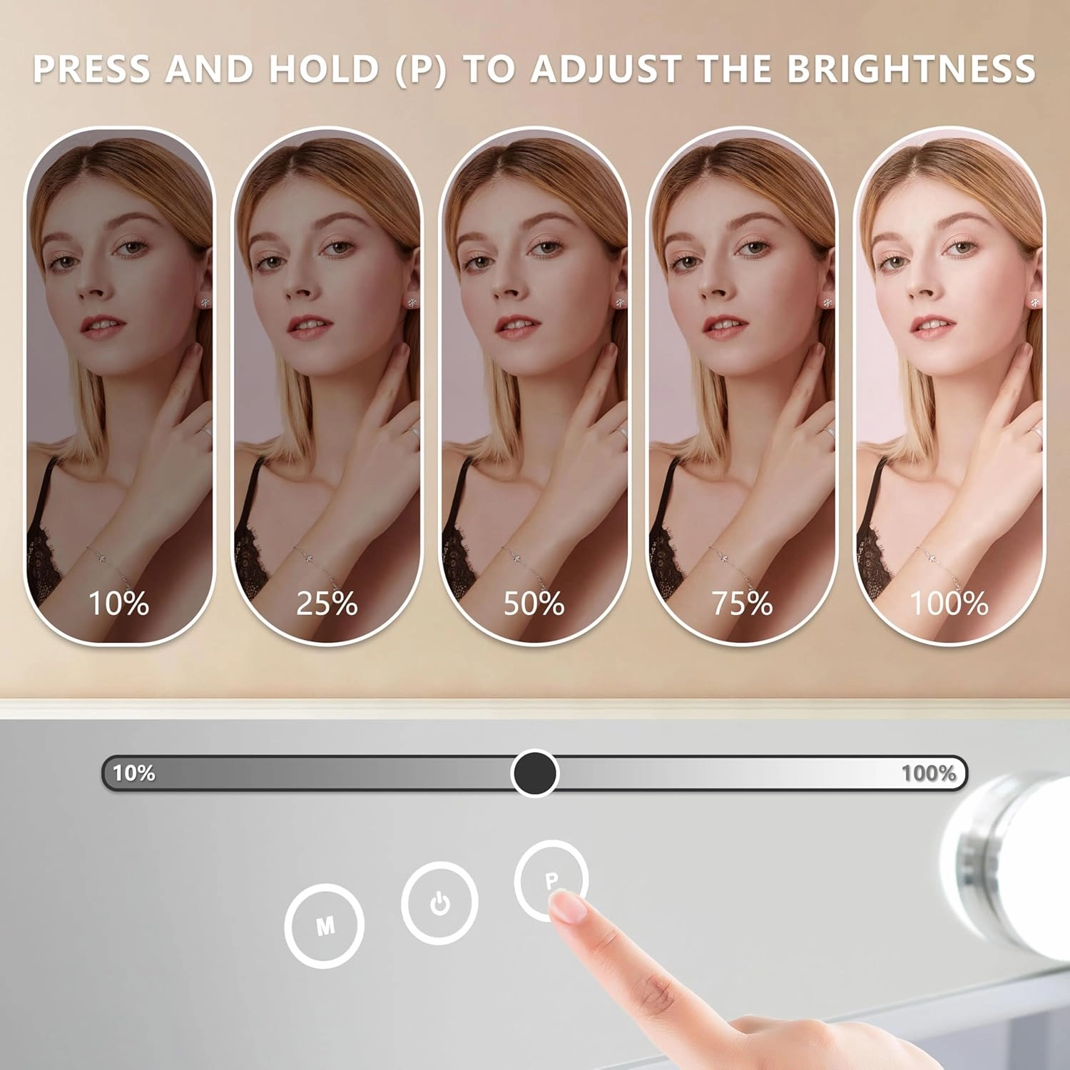 Vanity Makeup Mirror with Lights,3 Color Lighting Modes Detachable 10X Magnification Mirror Touch Control,360°Rotation, White (14.6Inch)